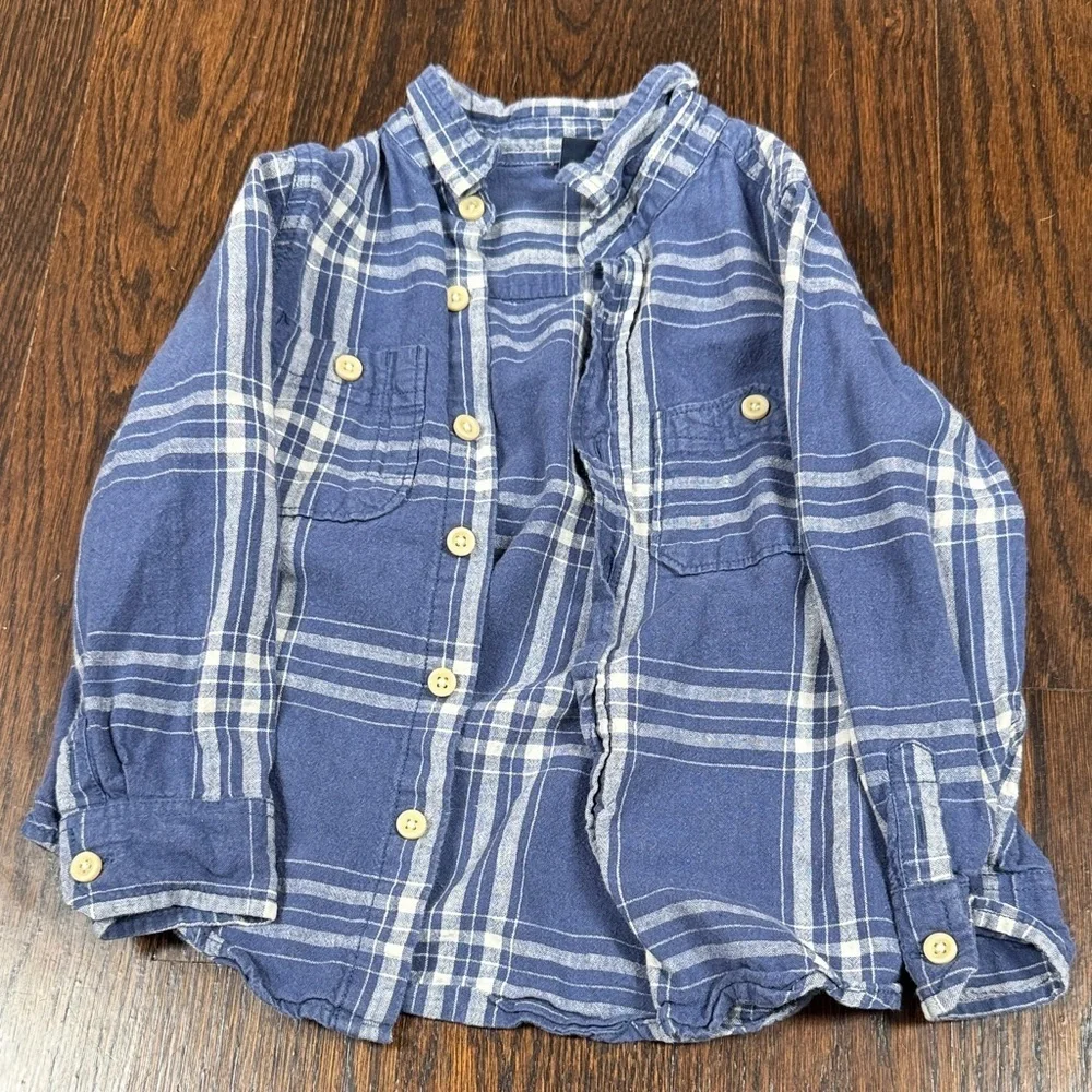 Baby GAP Navy and White Plaid Button Down Shirt size 4 years